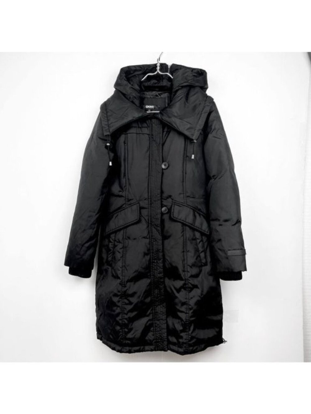 DKNY Black Down Puffer jacket Mid-Calf Length XSmall
